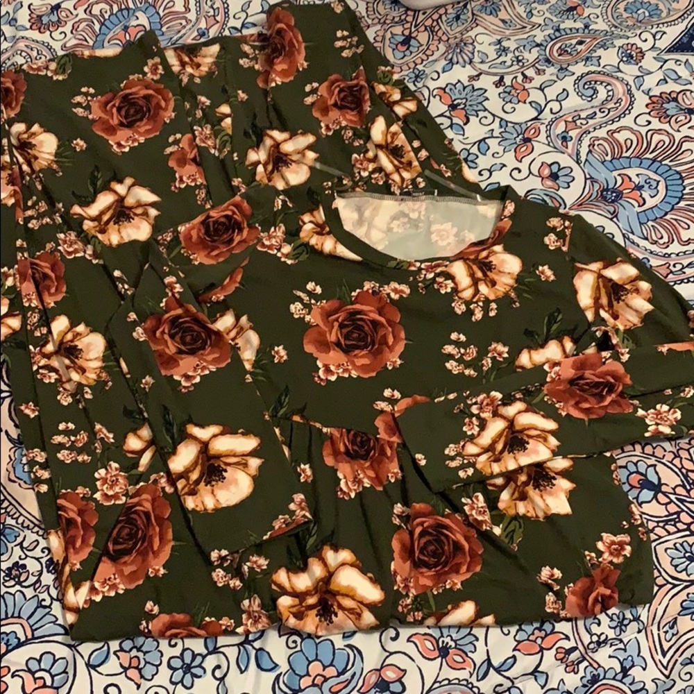 olive green floral sun dress